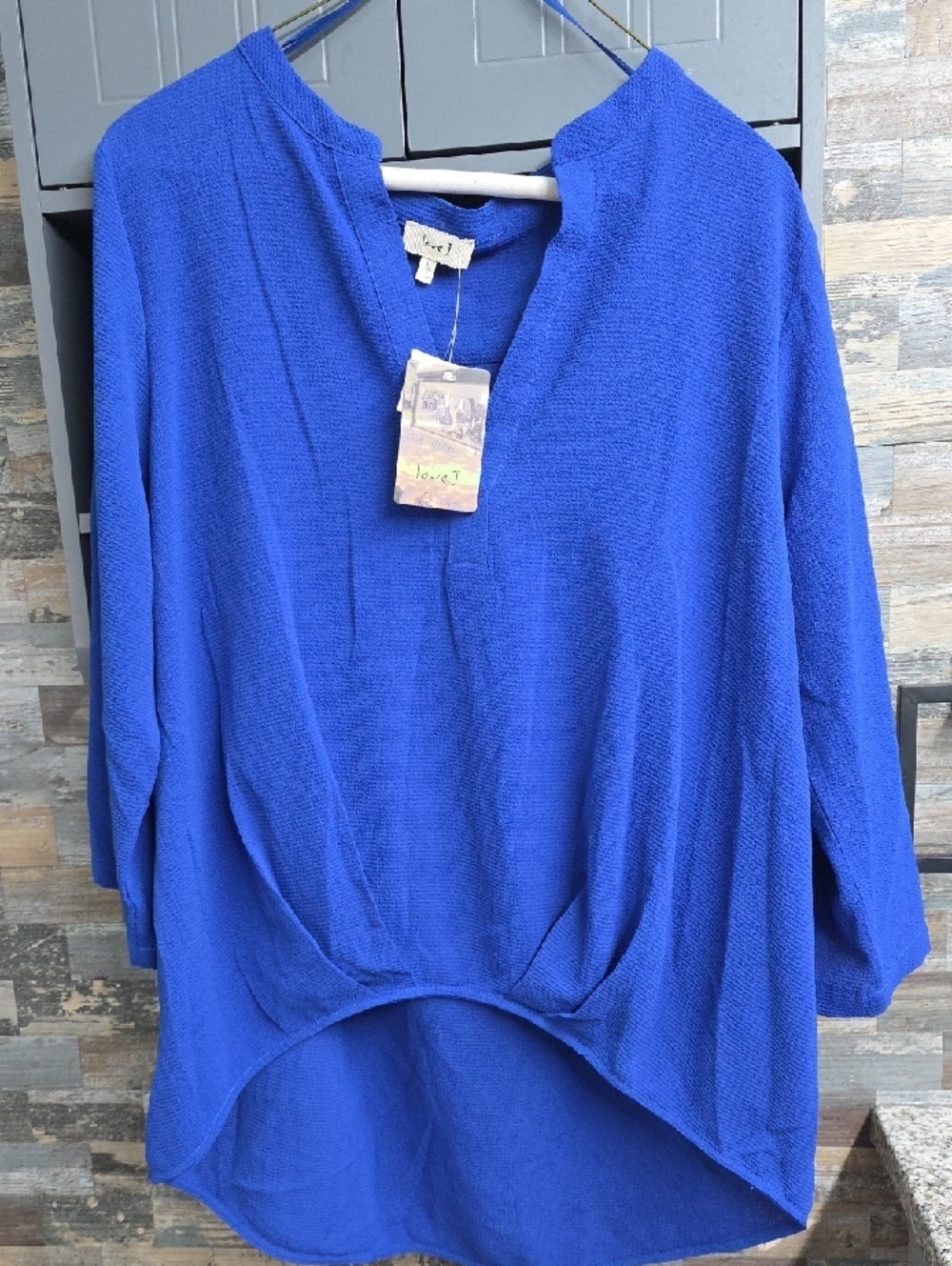 love J Electric Blue Textured Tunic Top